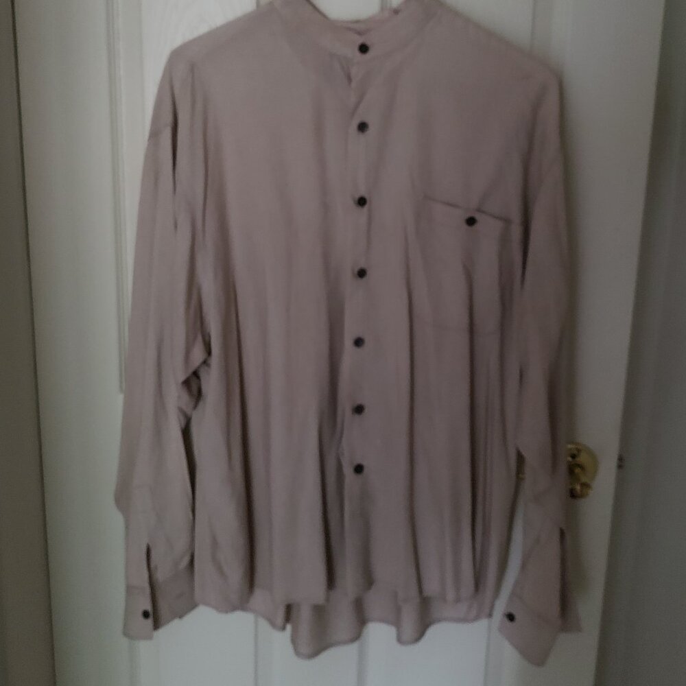 Bruno Tan Linen/Rayon Blend Long Sleeve Button Down Shirt XL